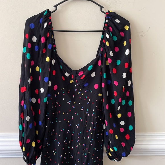 Rixo For target Womens Rainbow Polka Dot Balloon Sleeve Midi Dress - Picture 3 of 4